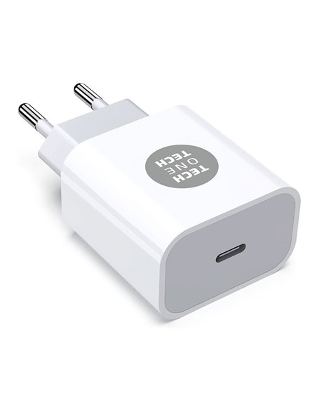 Cargador pd 20w + cable usb-c blanco tech one tech