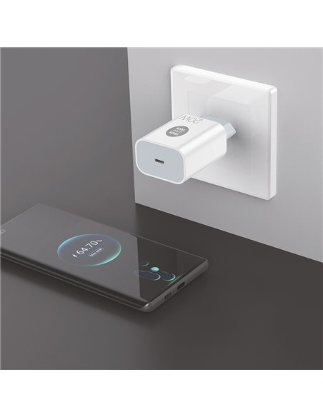 Cargador pd 20w + cable usb-c blanco tech one tech