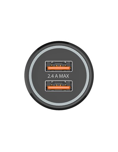 Cargador doble mechero coche negro 2,4a -12w tech one tech