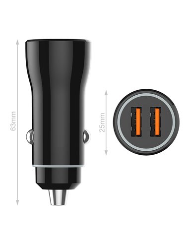 Cargador doble mechero coche negro 2,4a -12w tech one tech