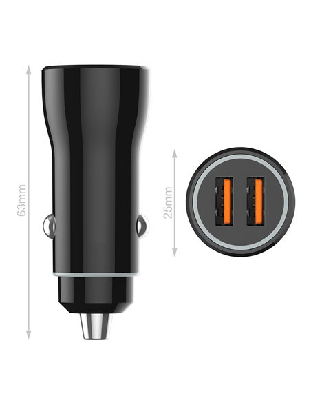 Cargador doble mechero coche negro 2,4a -12w tech one tech