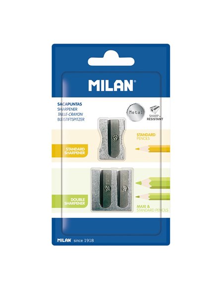 Blister com 2 apontadores de lápis de alumínio Milan