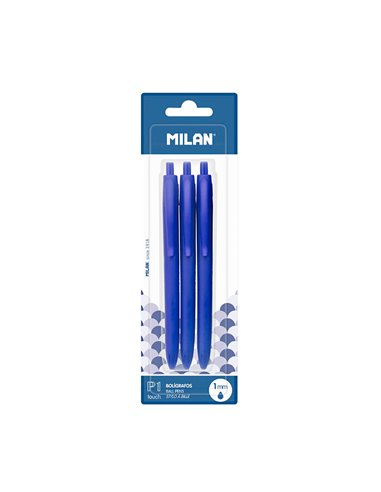 Blister con 3 boligrafos azules milan