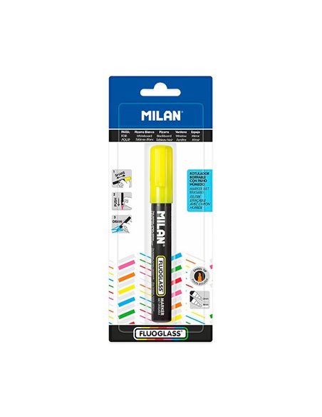 Blister con rotulador amarillo fluoglass 2 - 4mm milan