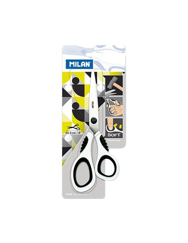 Blister con tijeras de oficina blancas 20,5cm milan