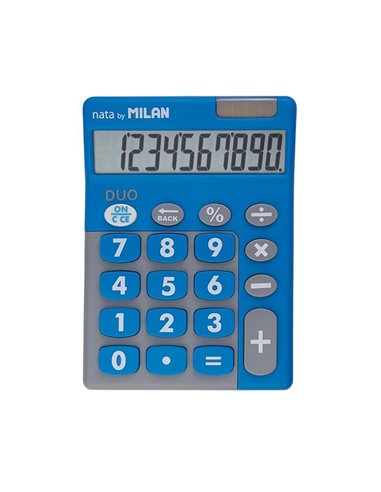 Blister calculadora duo 10 digitos azul teclas grandes milan