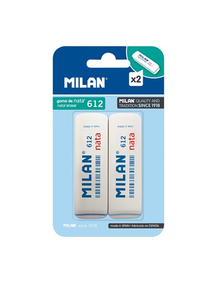 Blister con 2 gomas de borrar de nata 612 milan