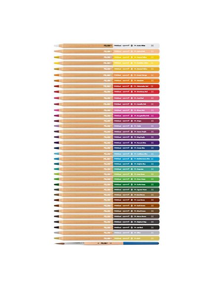 Caixa de metal com 36 lápis aquarela de grafite grosso Ø3,5mm hexagonal + pincel Milan