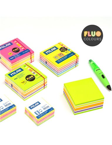 Bloc 400 notas adhesivas colores fluo 76x76mm milan