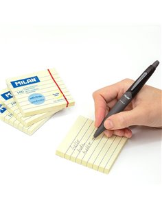 Bloco de 100 notas autoadesivas pautadas em amarelo claro 76x76mm Milão 2