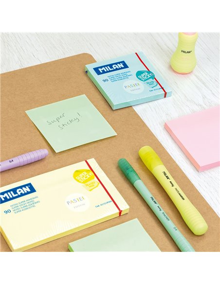 Bloc 90 notas super adhesivas azul pastel 76x127mm milan