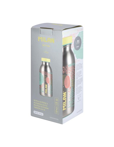 Botella isotérmica de acero inoxidable 354ml serie silver, amarillo milan