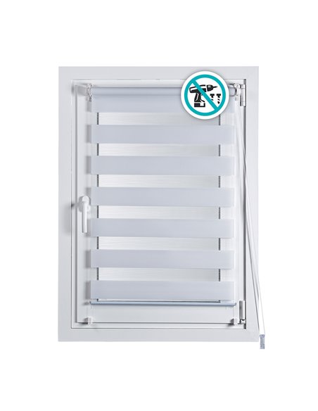 Estor enrollable clip&fix noche&dia blanco 60x180cm