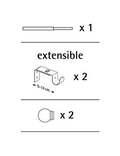 Kit varão para cortina com cone extensível de 110 a 200cm branco Cintacor - Storplanet 2