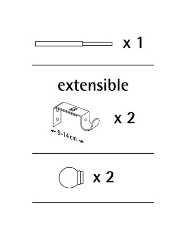 Kit barra cortina cono extensible de 110 a 200cm blanco stor planet