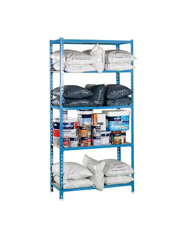 Estanteria metalica sin tornillos con aglomerado maderclick plus 5/500 simon rack