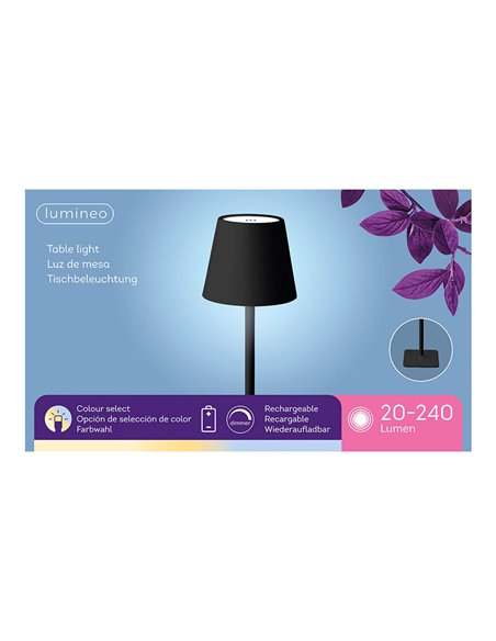 Lámpara led de mesa color negro para exterior y interior 17cm regarcable 894376