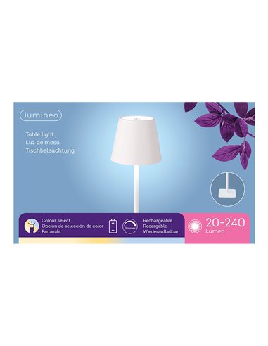 Lámpara led de mesa color blanco para exterior y interior 37cm regarcable 894378