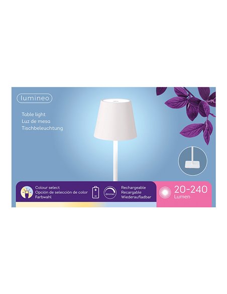 Lámpara led de mesa color blanco para exterior y interior 37cm regarcable 894378