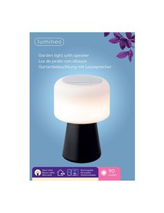 Lámpara led con altavoz para exterior y interior color blanco y negro 22,5cm bluetooht recargable 894415 2