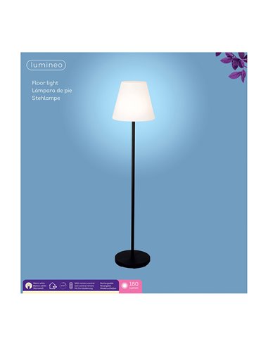 Lámpara de pie color blanco y negro para exteior y interior recargable con mando a distancia 150cm 894459
