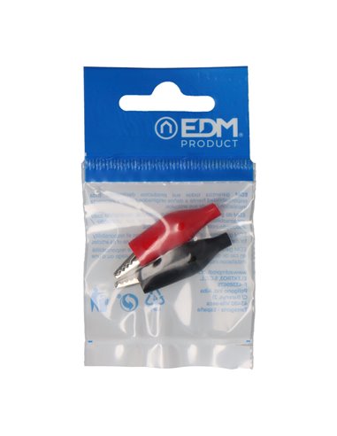 Pinza tipo cocodrilo 2 unidades 1 roja + 1 negra edm