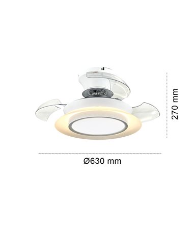 Ventilador LED com pás retráteis Villa 18W 1800Lm