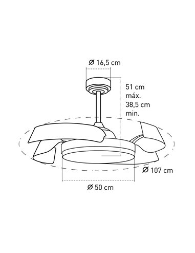 Ventilador de teto LED branco 35w 3200lm CCT
