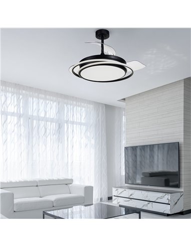 Ventilador LED con aspas plegables Antila Negro 45W 4000 Lm CCT