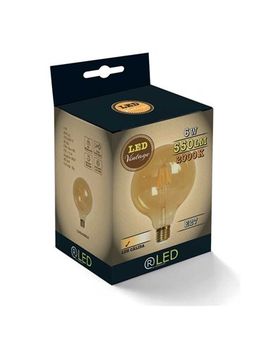 Bombilla LED  G95 E27 6W 2000K caramelo