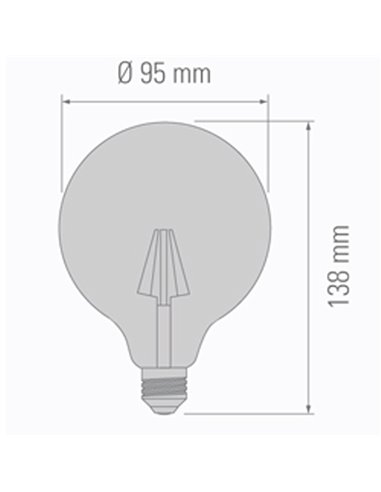 Bombilla LED  G95 E27 6W 2000K caramelo