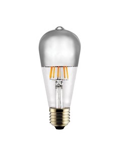 Lâmpada LED E27 ST64 Meio Espelho Prata 8W