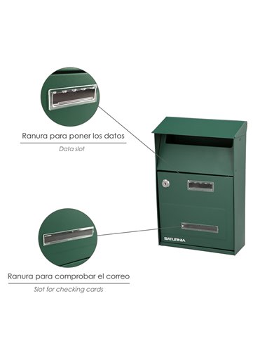 Buzon Exterior Country Verde 215 x 320 x 105 mm.