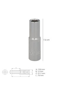 Llave Vaso 1/2" Hexagonal Larga 13 mm. 2