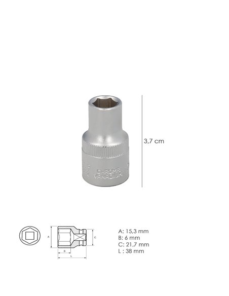 Llave Vaso 1/2" Hexagonal 10 mm.