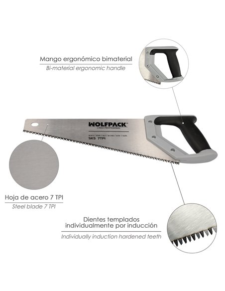 Serrucho Carpintero Bimaterial 350 mm. / 14"