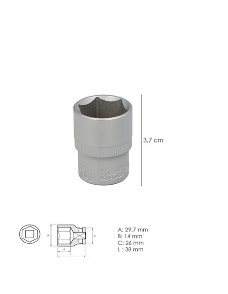 Llave Vaso 1/2" Hexagonal 22 mm.