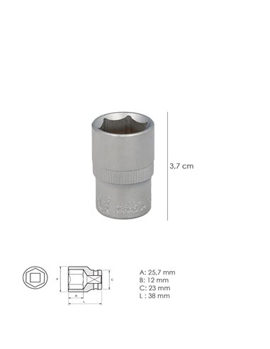 Llave Vaso 1/2" Hexagonal 18 mm.