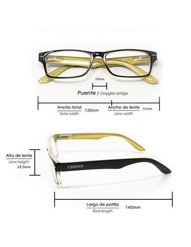 Gafas Lectura Kansas Negro / Amarillo. Aumento +1,0