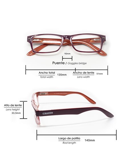 Gafas Lectura Kansas Morado / Naranja. Aumento +2,0