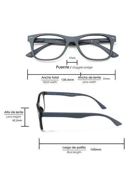 Gafas Lectura Illinois Gris Aumento +1,5