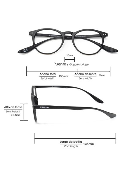 Gafas Lectura Connecticut Negras Aumento +3,5 Patillas Para Colgar del Cuello