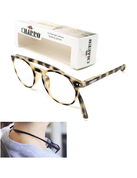 Gafas Lectura Connecticut Estampado Carey Aumento +2,0 Patillas Para Colgar del Cuello