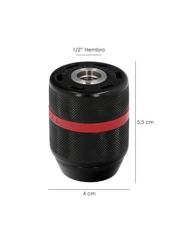 Portabrocas Sin Llave Metalico 1/2" Hembra. Brocas Hasta Ø 13 mm.