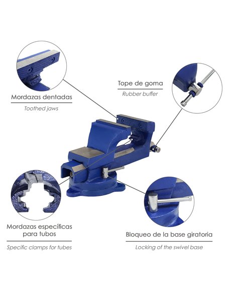Torno de bancada giratório para serviço pesado 105 mm.