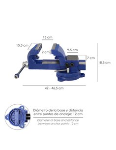 Torno de bancada giratório para serviços pesados 155 mm 2