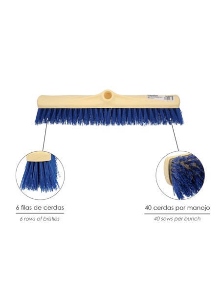 Cepillo Barrendero Industrial Fibra Semi Rigida PVC. Soporte Polipropileno 50 cm. (Sin Mango)