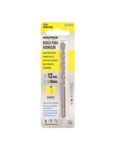 Broca Widia Piedra Ø 10 mm. Din 8039 Punta de Tungsteno
