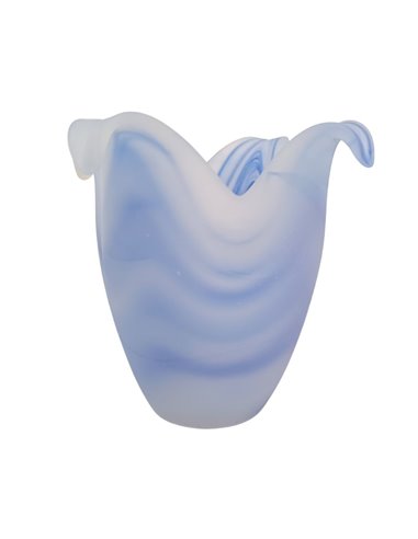 Tulipe en verre LILIUM bleu linéaire 10x12cm