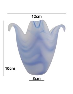 Tulpen-Glaslampenschirm LILIUM Blau Linear 10x12cm 2